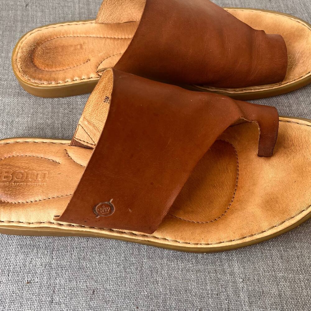 BORN Inti Sandals Womens Size 10M Brown Tan Leather Boho Hippie Slip On Comfort - Picture 5 of 8